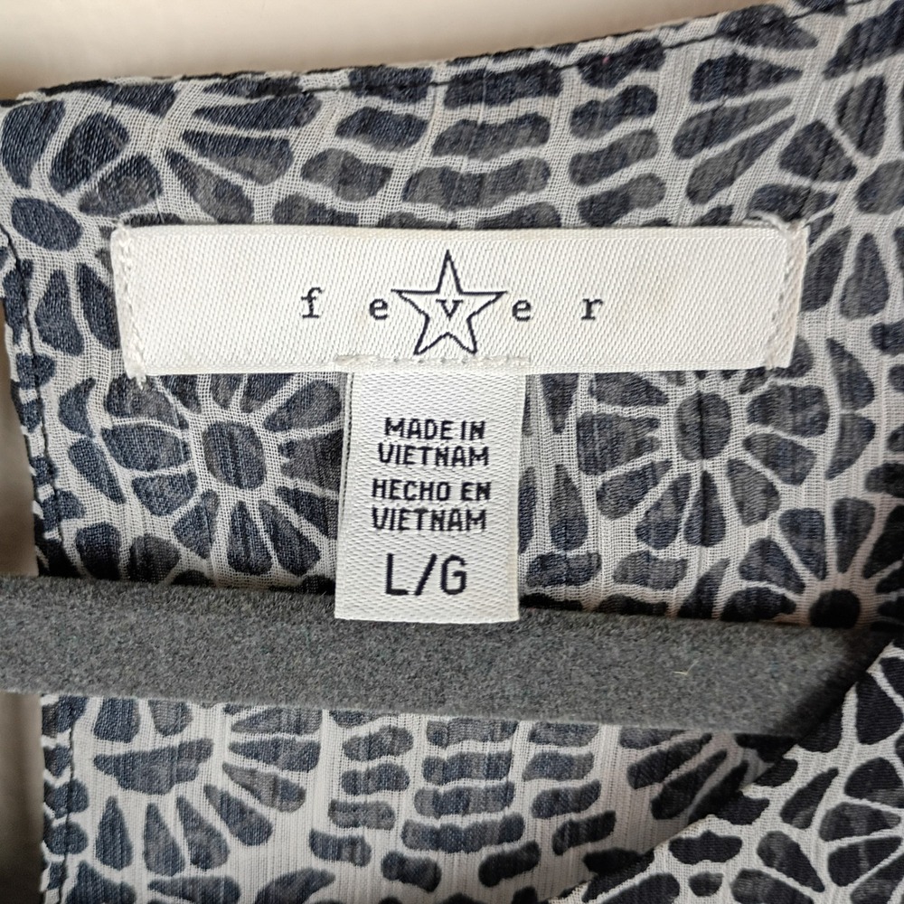Fever Womens Black White Geometric Floral Sleeveless Sharkbite Hem Blouse Large - Picture 3 of 6
